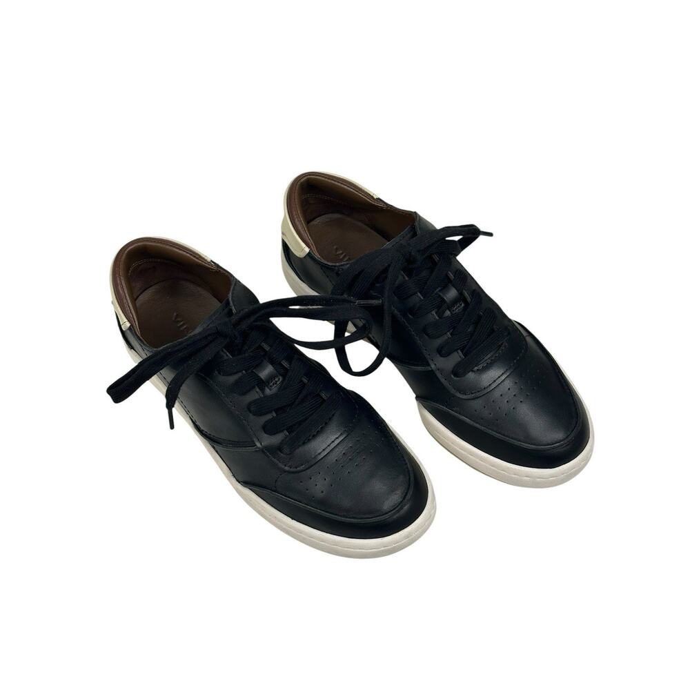 Vince Westside Black Leather Lace Up Casual Sneakers Womens Size 7M New $250